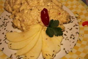 risotto piccante alle mele e formaggio