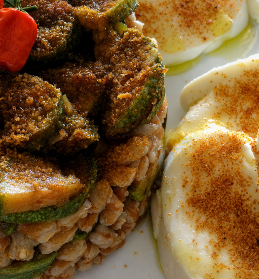 farro zucchine bottarga peperoncino