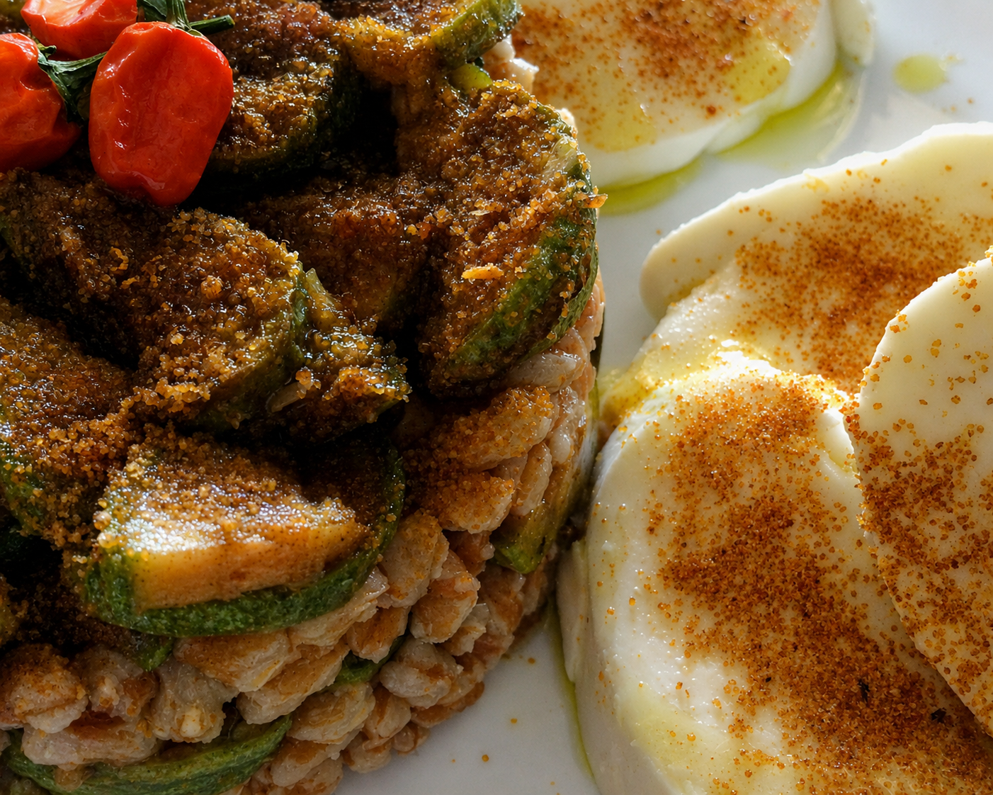farro zucchine bottarga peperoncino